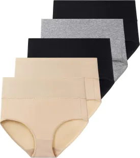 Women's High Waist Cotton Underwear Stretch Briefs Soft Comfy Ladies Panties MultiPack